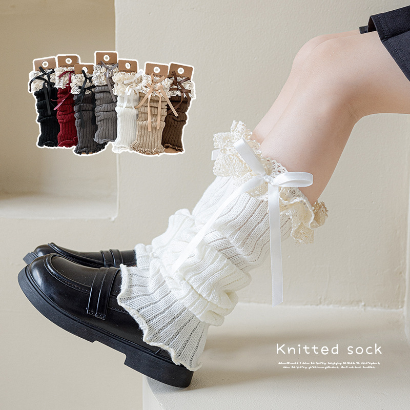 1 pair Y2K Lace Ribbon Leg War - Knee Sleeve Pair ulasan dan harga