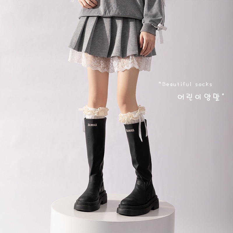 1 pair Y2K Lace Ribbon Leg War - Knee Sleeve Pair ulasan dan harga